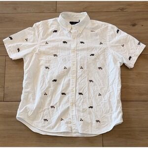 Ralph Lauren Mens XXL White Embroidered Off-Road Vehicle Short Sleeve Shirt